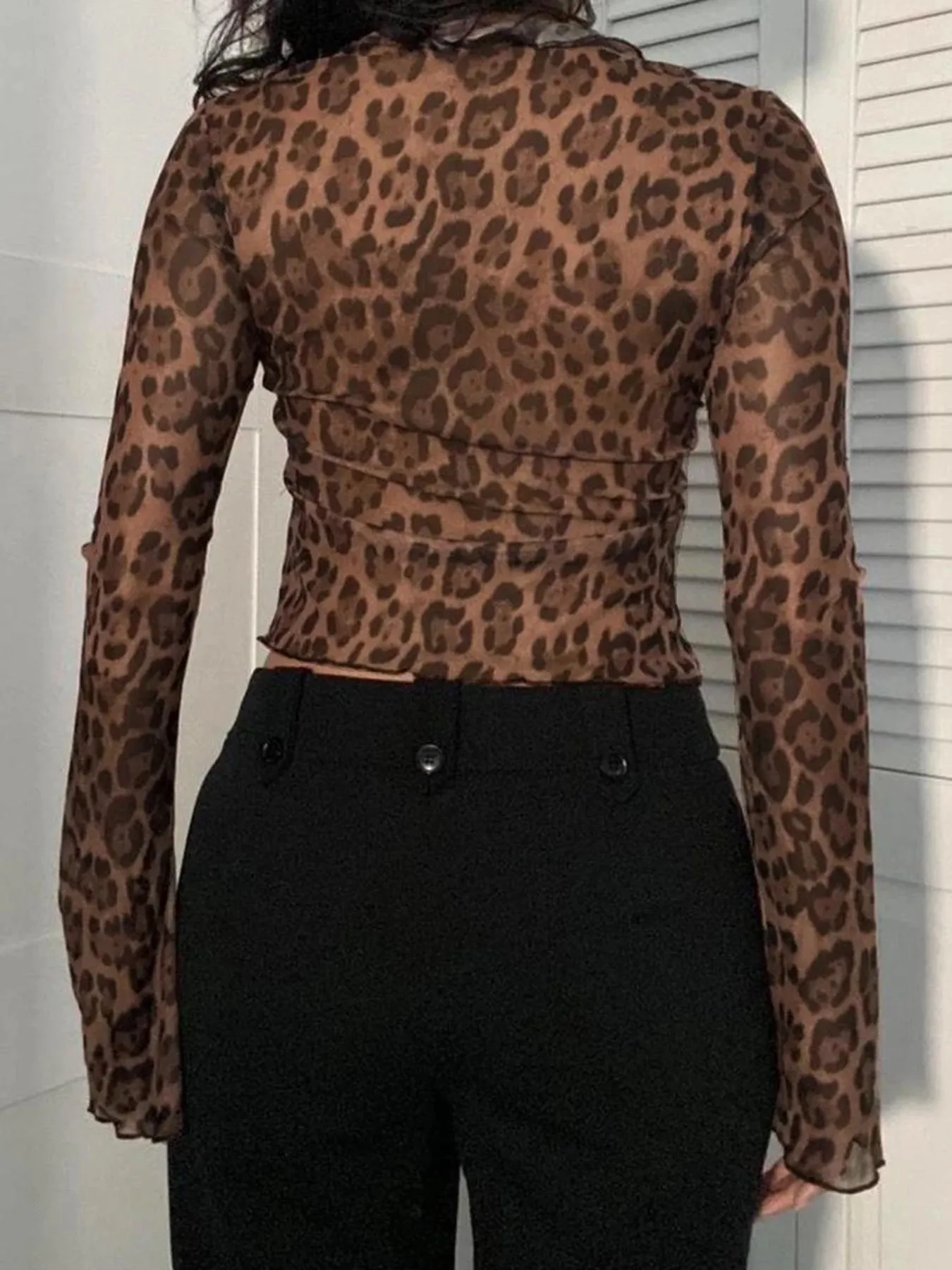 Lala Leopard Mesh Top