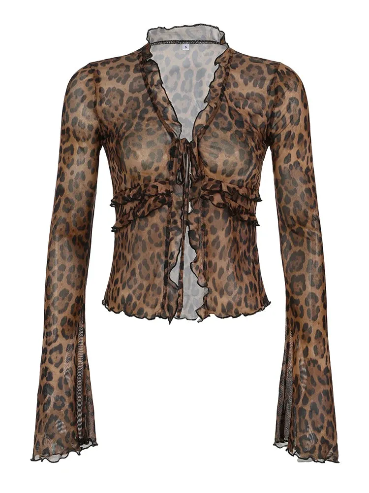 Lala Leopard Mesh Top