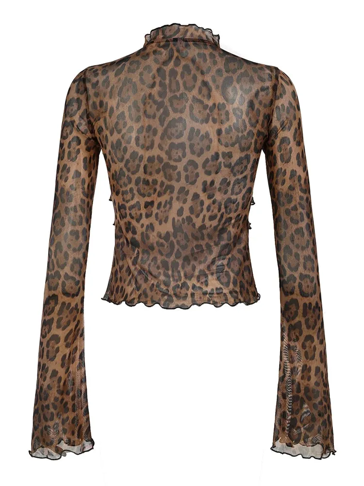 Lala Leopard Mesh Top