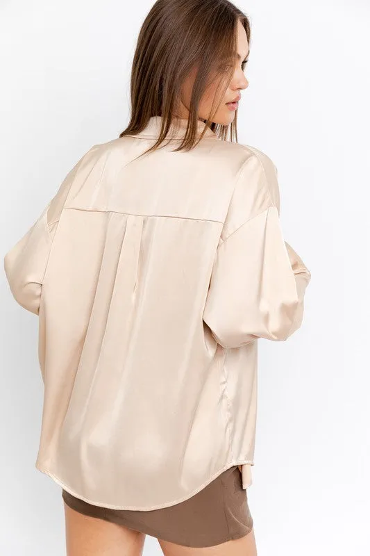 LE LIS Satin Oversized Shirt