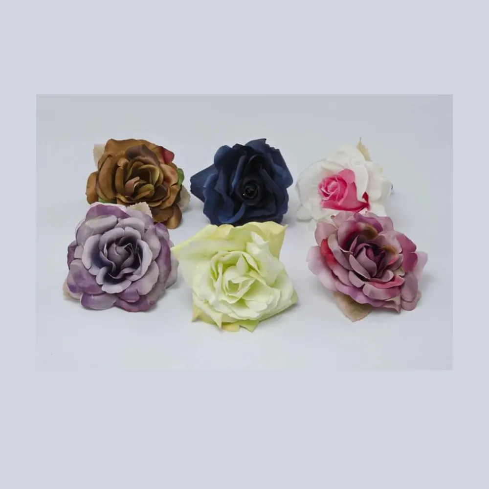 Leilani - Bridal Ivory or White - Royal Blue Flowers