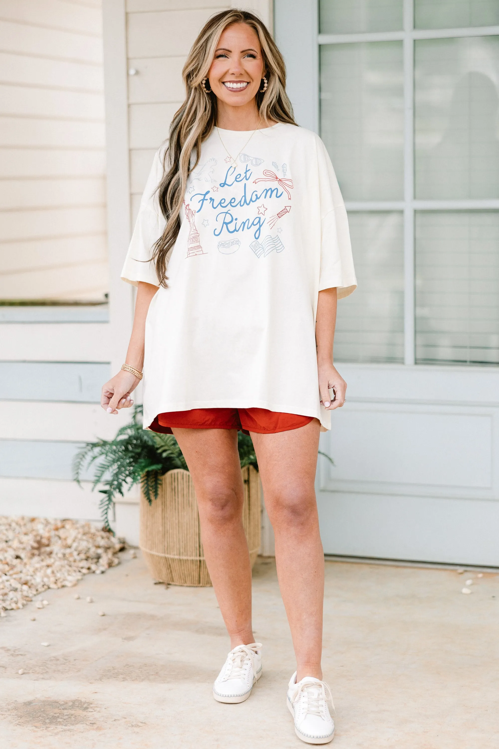 Let Freedom Ring Boyfriend Tee, Ivory