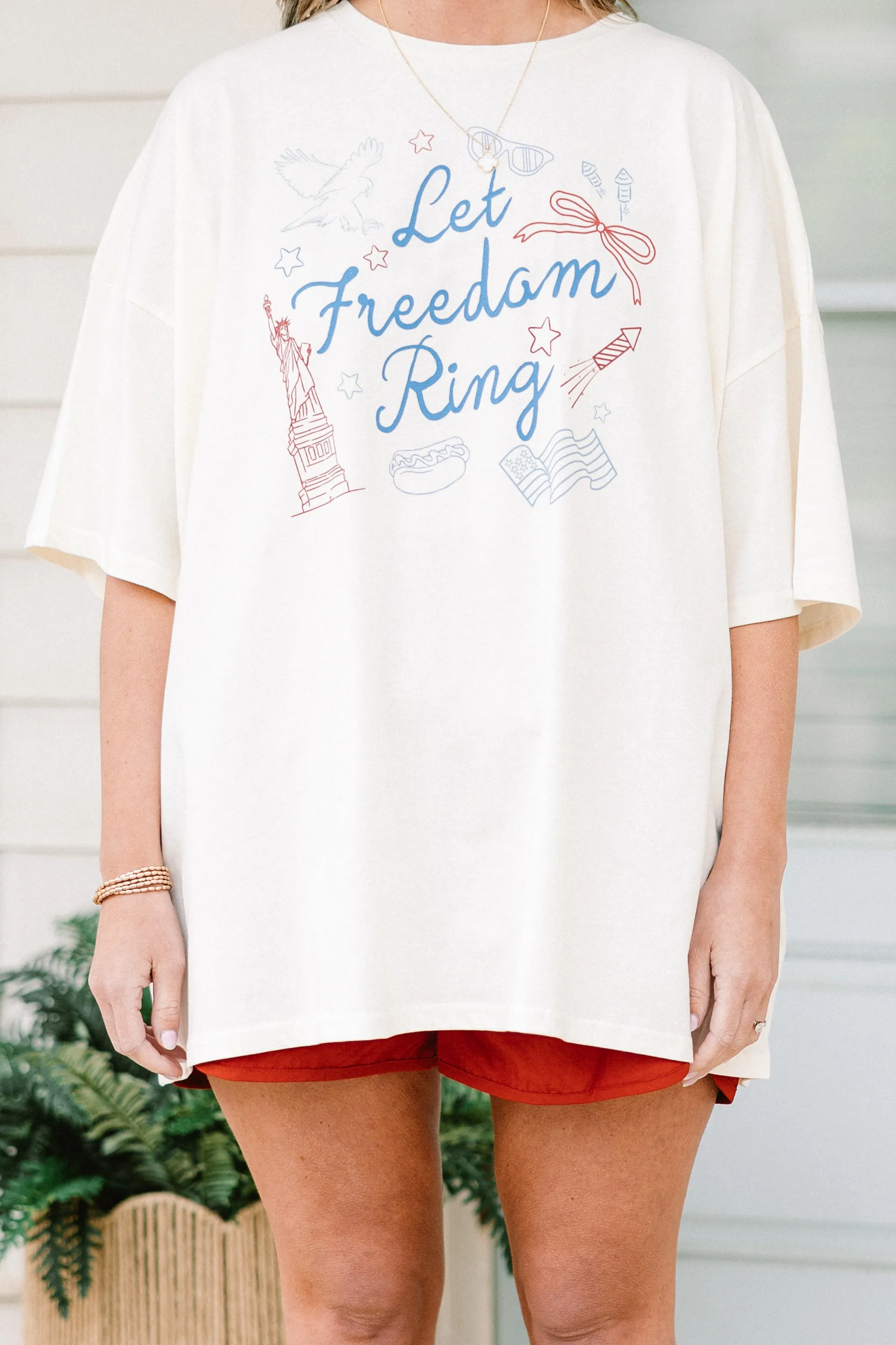 Let Freedom Ring Boyfriend Tee, Ivory