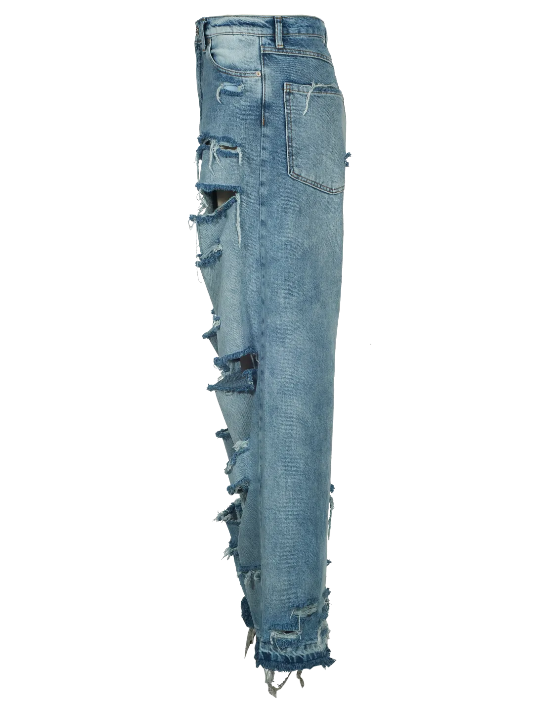 Light Wash Denim Ragged Jeans