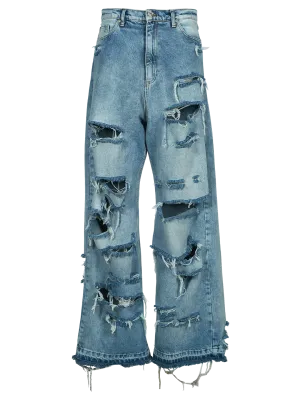 Light Wash Denim Ragged Jeans
