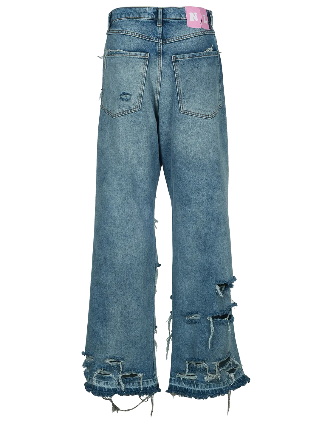 Light Wash Denim Ragged Jeans