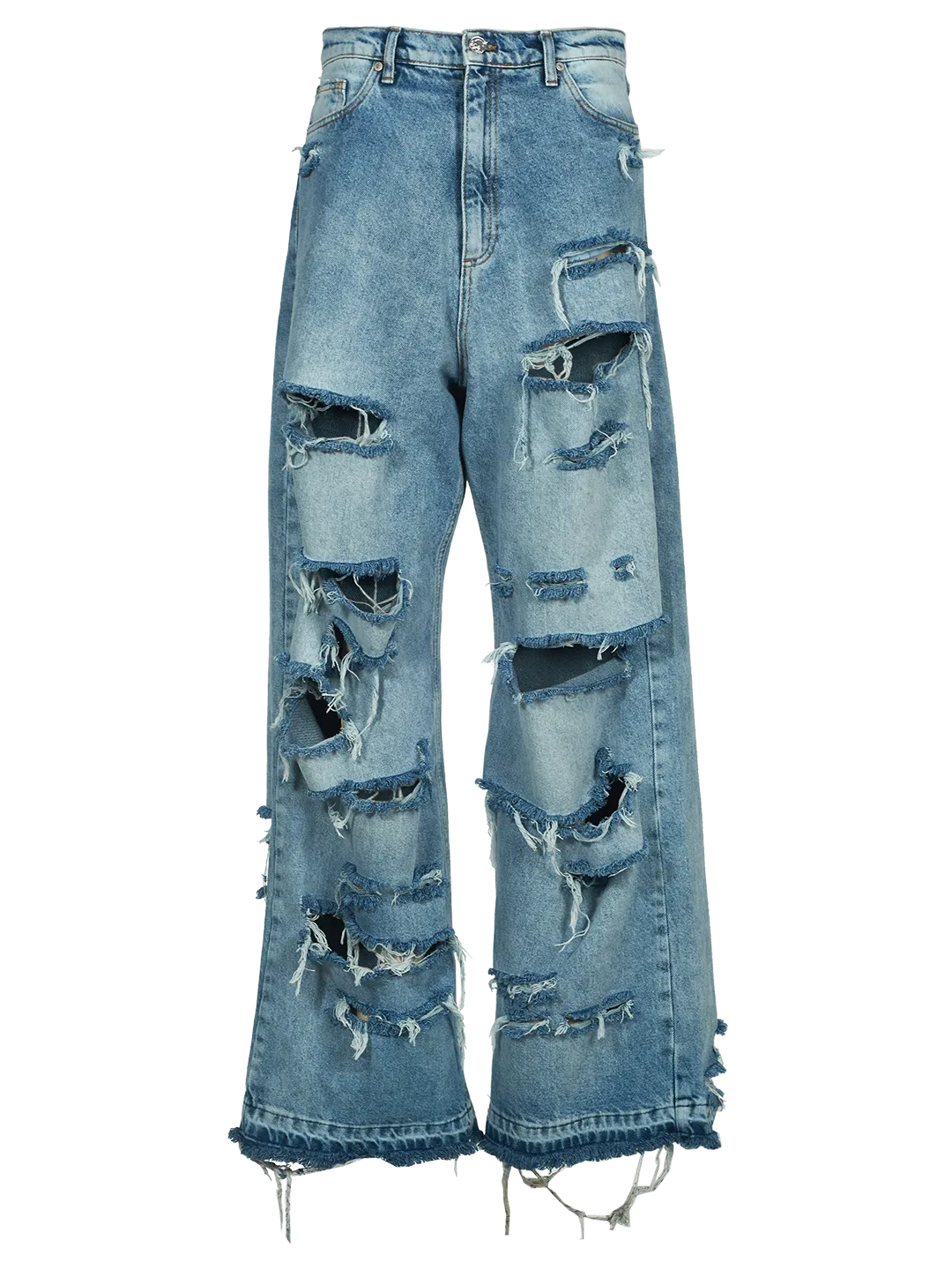 Light Wash Denim Ragged Jeans