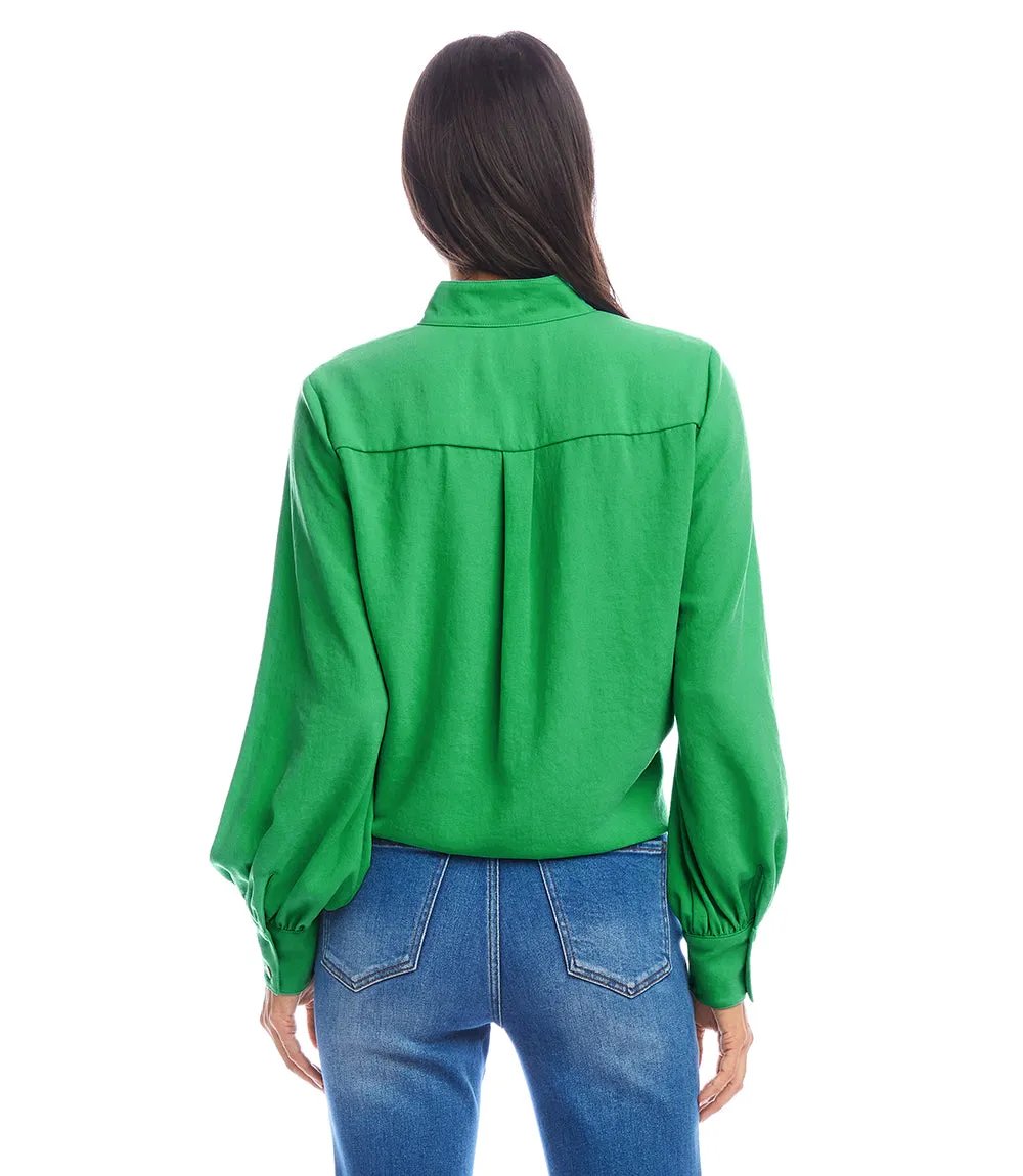 Long Sleeve Tie-Front Top