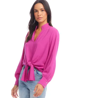 Long Sleeve Tie-Front Top