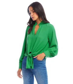 Long Sleeve Tie-Front Top