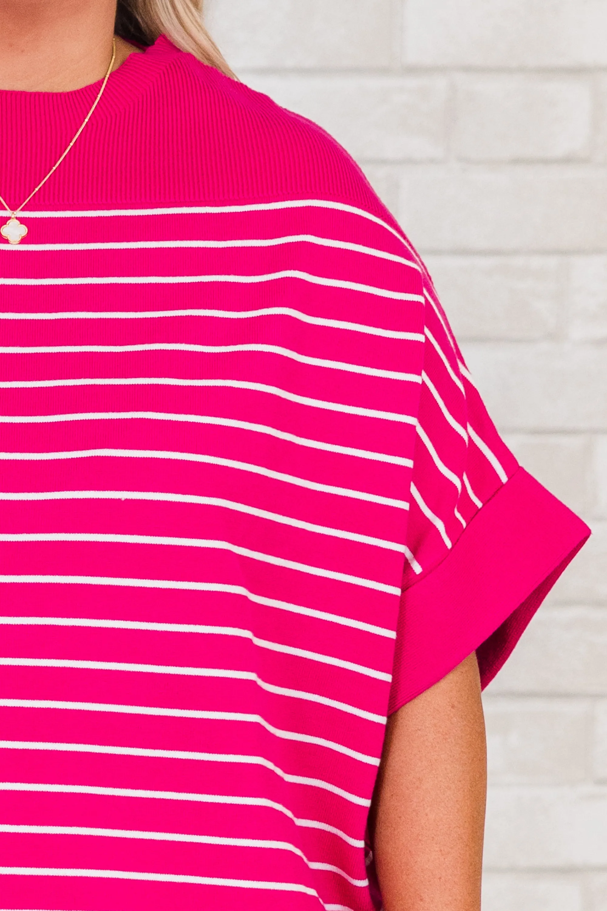 Love You Mean It Top, Hot Pink-Ivory