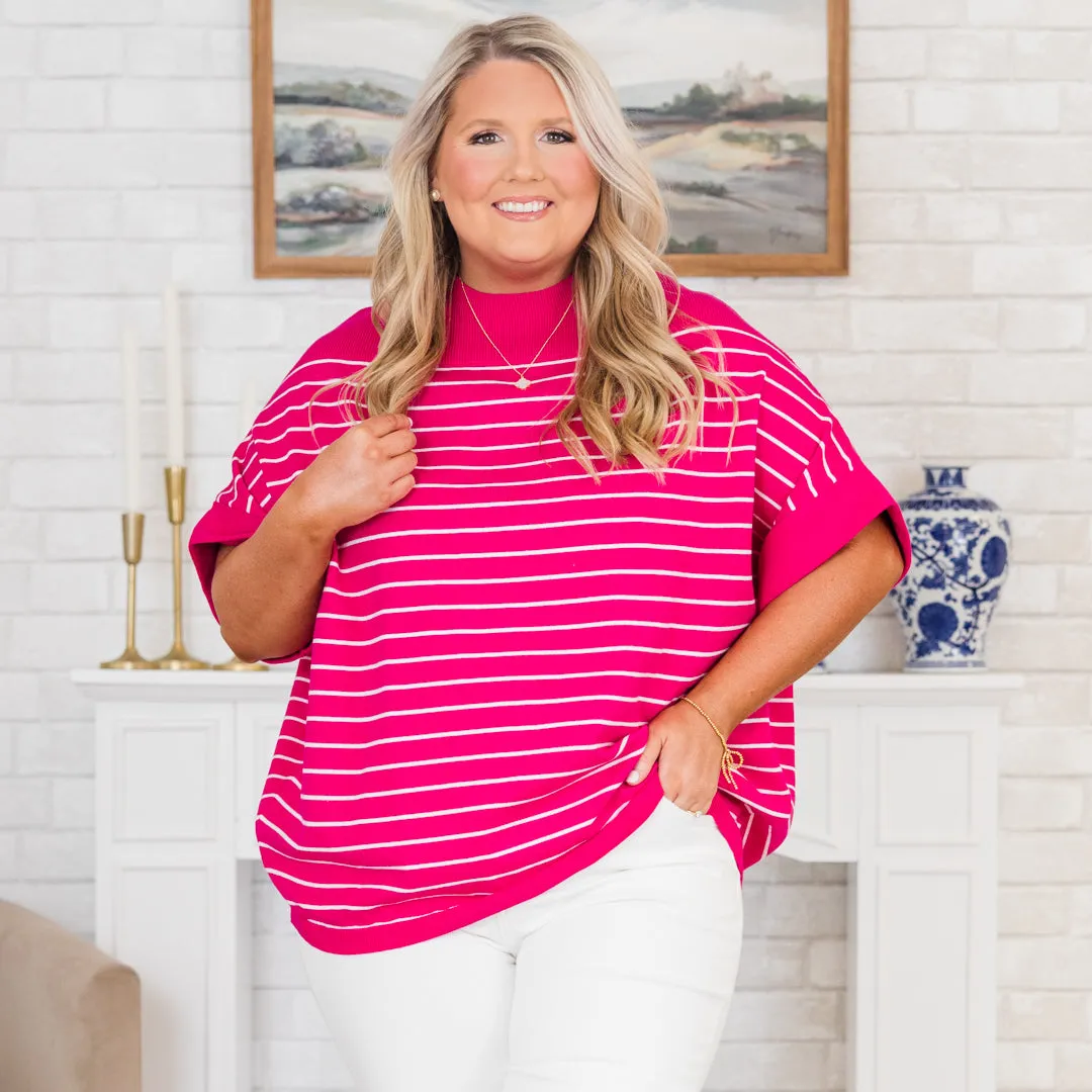 Love You Mean It Top, Hot Pink-Ivory