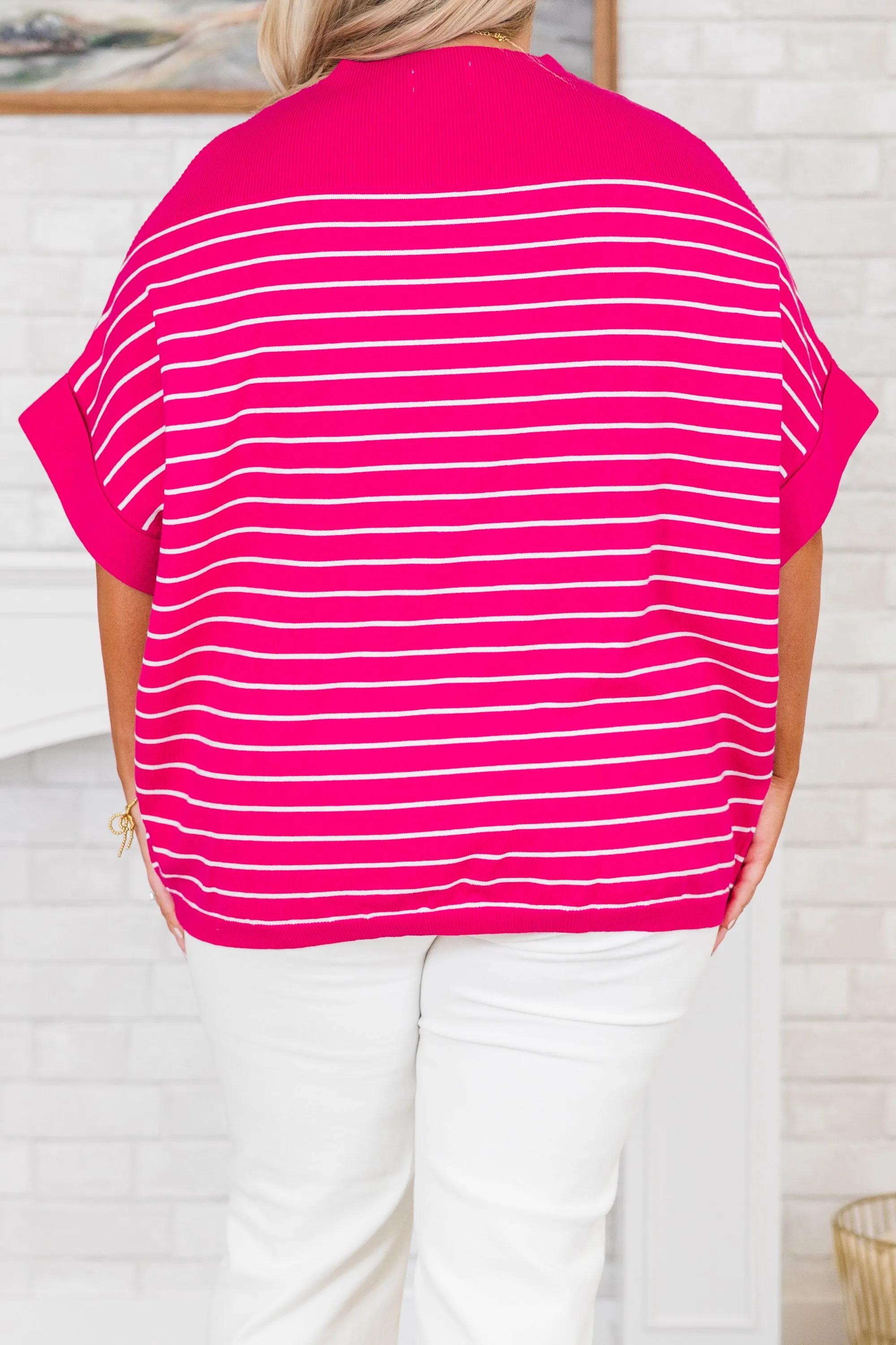 Love You Mean It Top, Hot Pink-Ivory