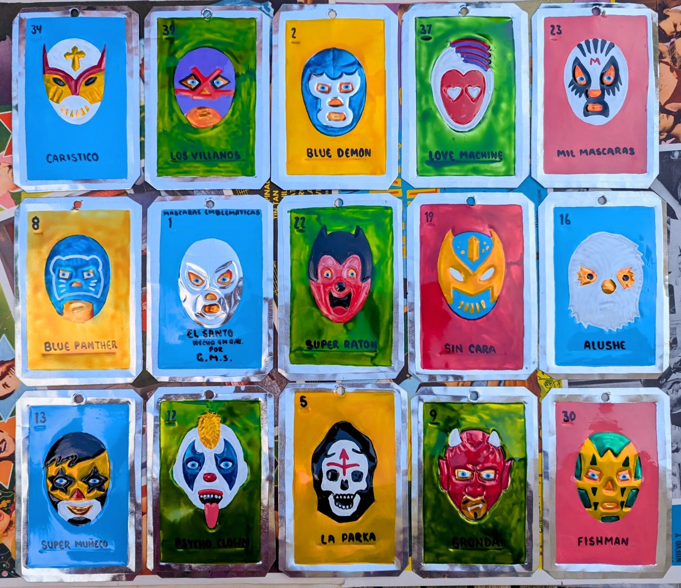 Luchador tin plaques