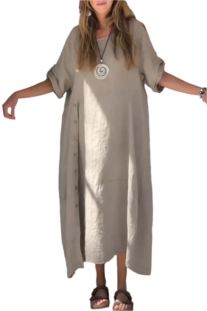 Lucia – Elegant Linen Midi Dress for Women