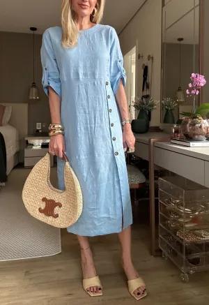Lucia – Elegant Linen Midi Dress for Women