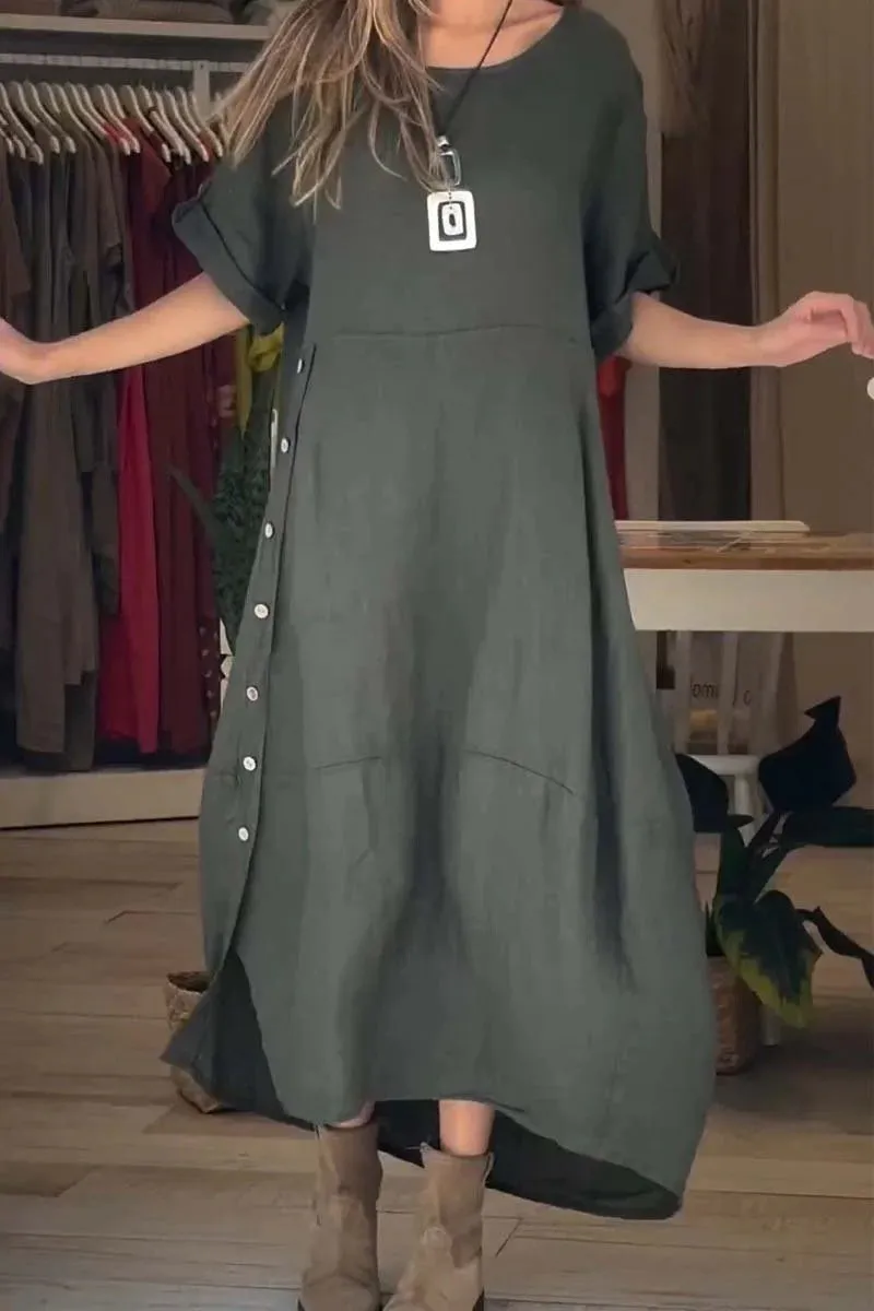 Lucia – Elegant Linen Midi Dress for Women