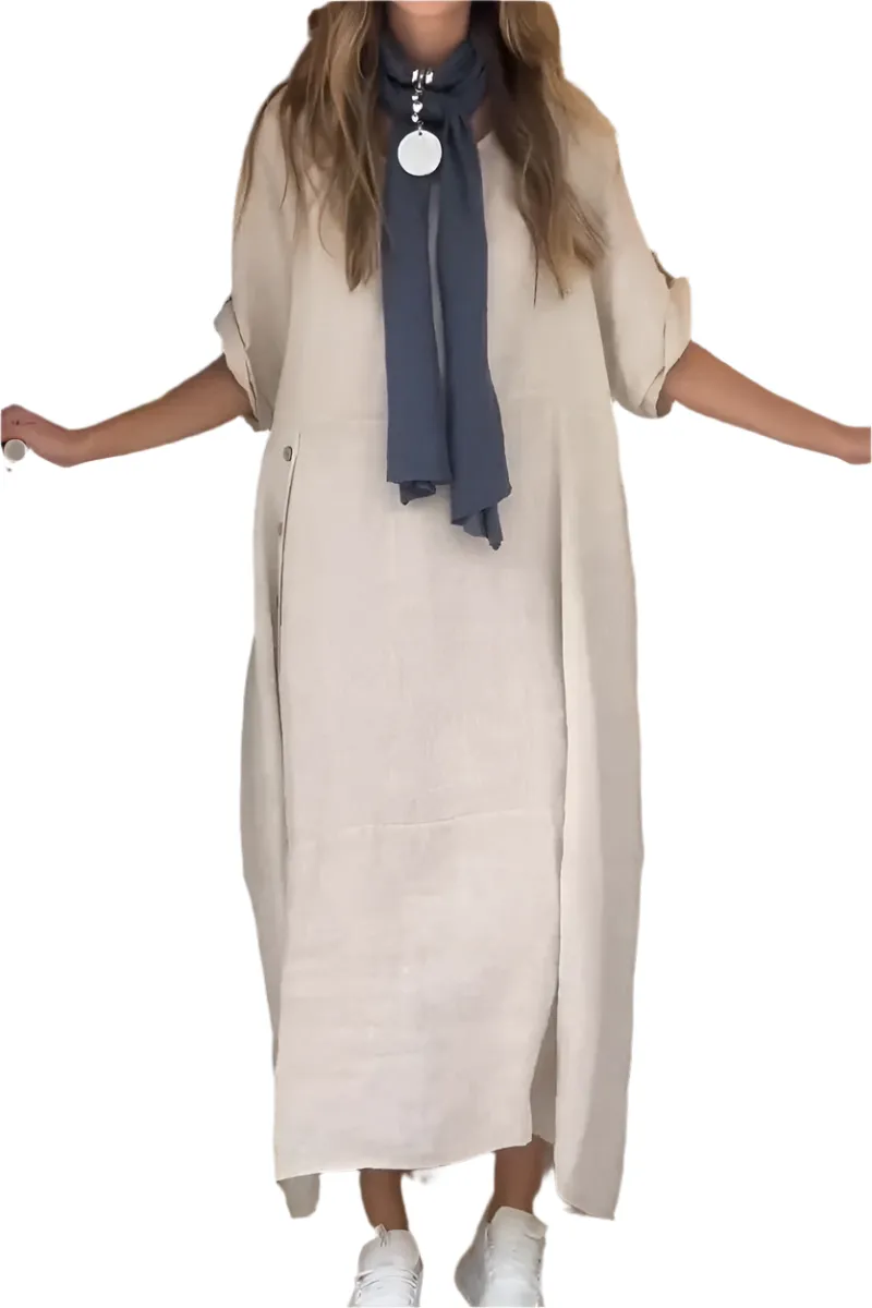 Lucia – Elegant Linen Midi Dress for Women