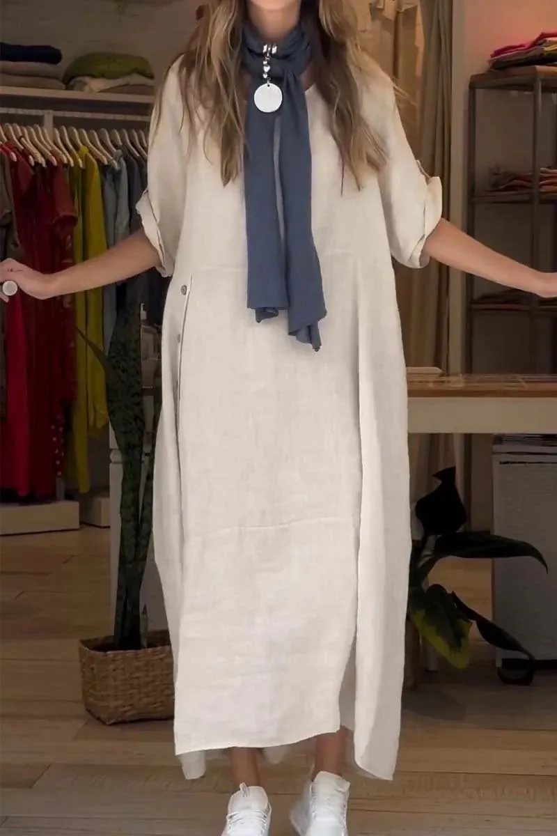Lucia – Elegant Linen Midi Dress for Women