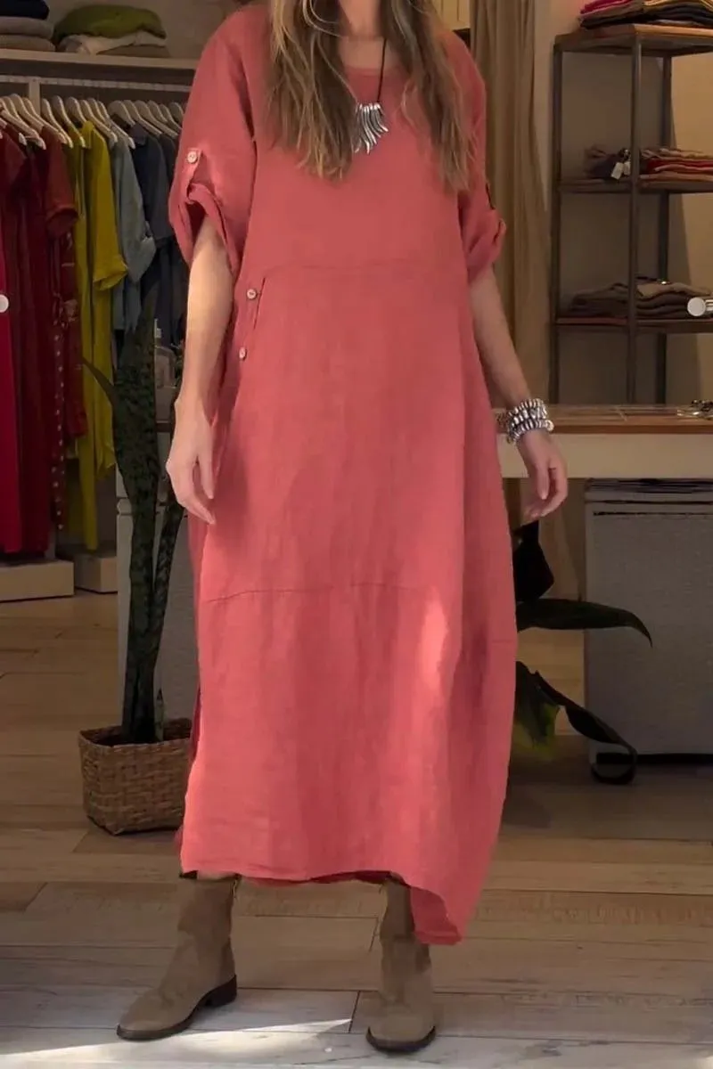 Lucia – Elegant Linen Midi Dress for Women