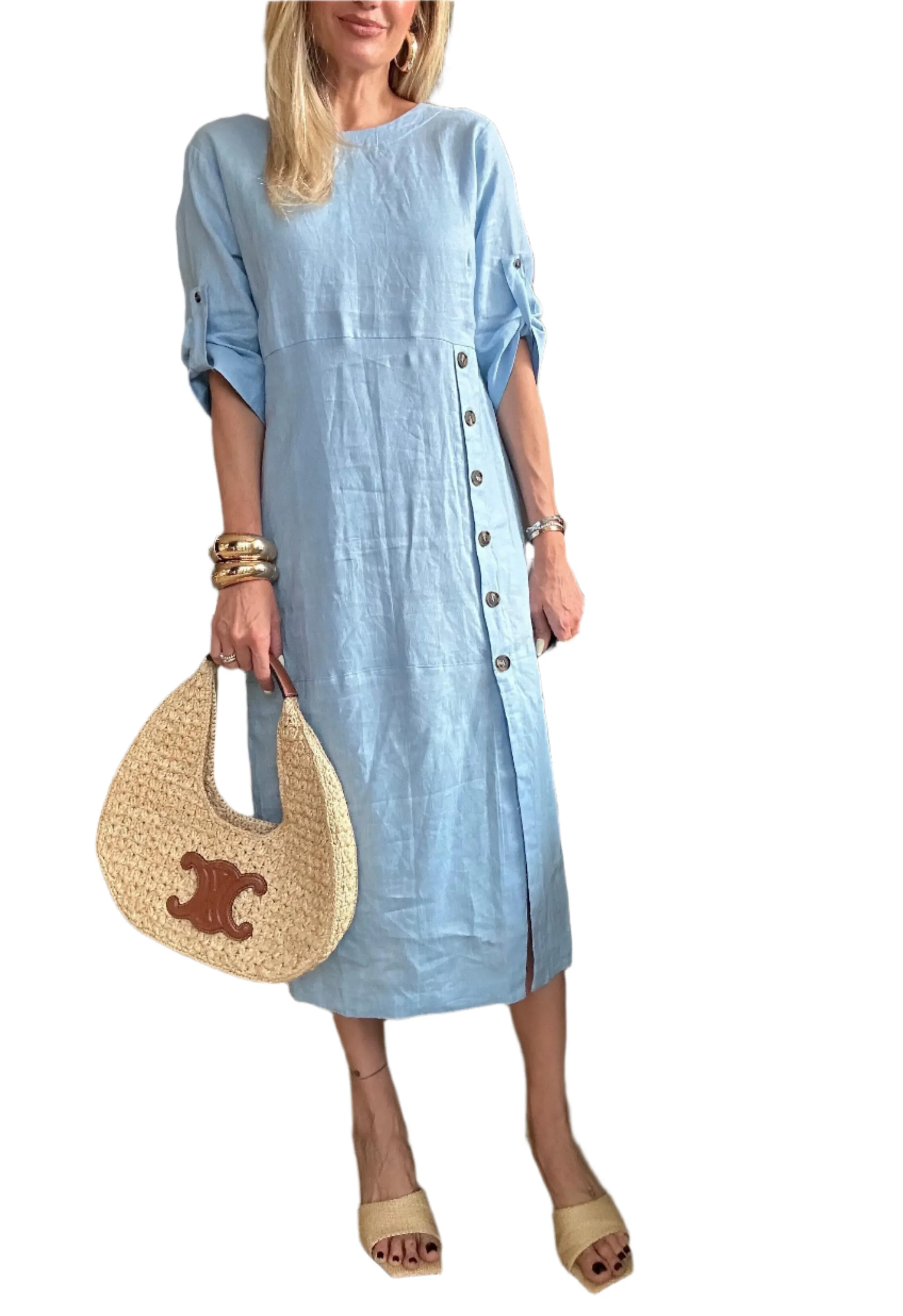 Lucia – Elegant Linen Midi Dress for Women
