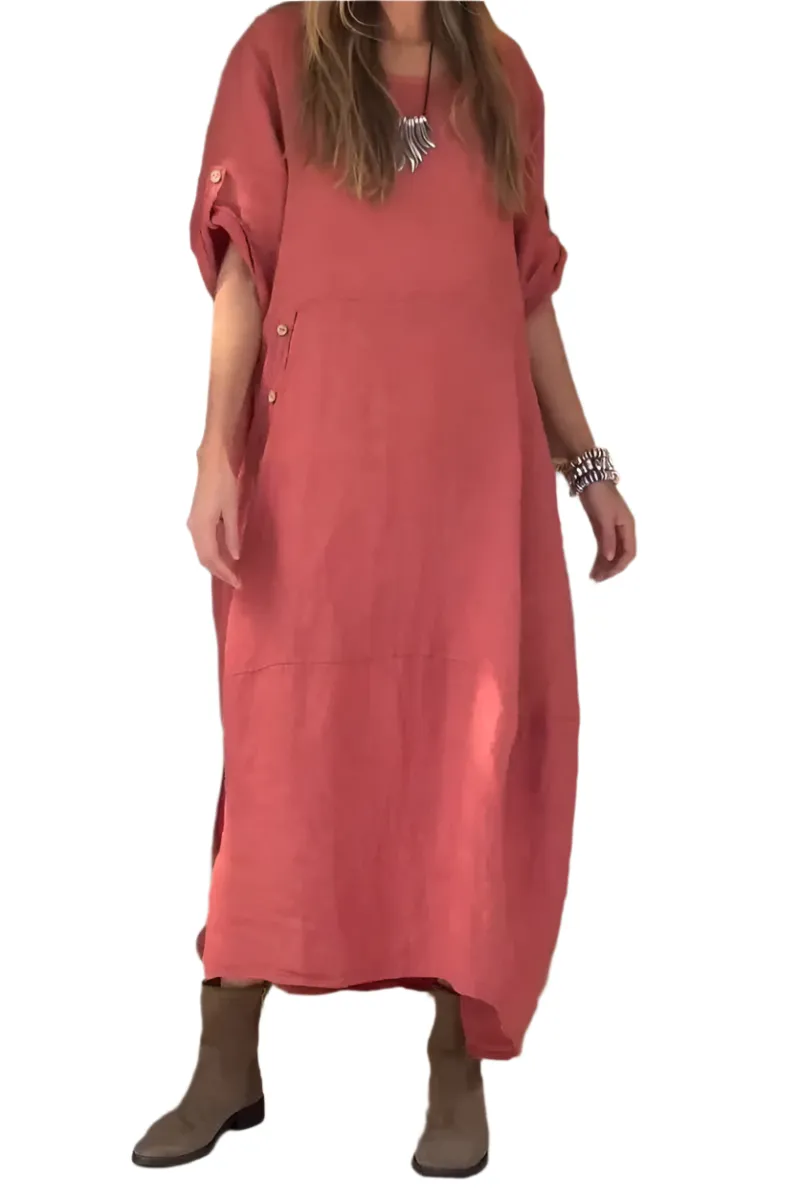 Lucia – Elegant Linen Midi Dress for Women