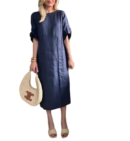 Lucia – Elegant Linen Midi Dress for Women