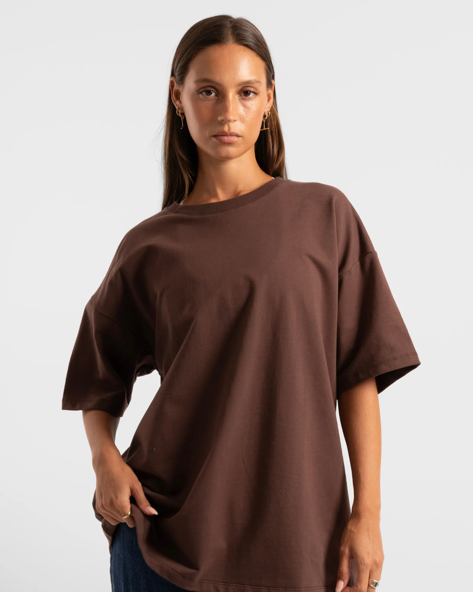 Luxe Oversized Tee - Chocolate