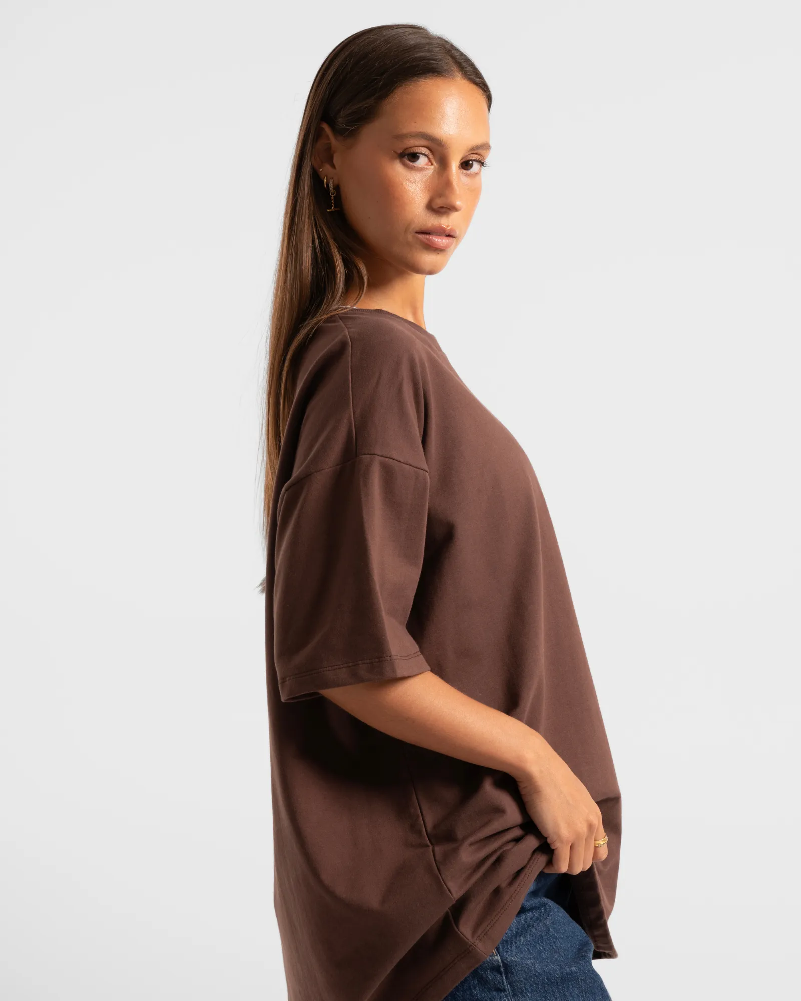 Luxe Oversized Tee - Chocolate