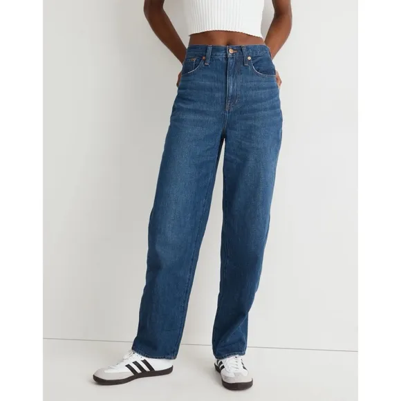 Madewell Baggy Straight DM283 Dark Blue Wash Jeans Size 29 High Rise Waist