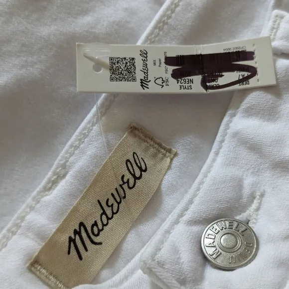 Madewell Stovepipe Jeans Plus Sz 20 Magic Pockets High Rise Stretch NWT White