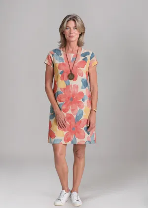 Mailin™ | Loose Tunic Dress with Floral Accent