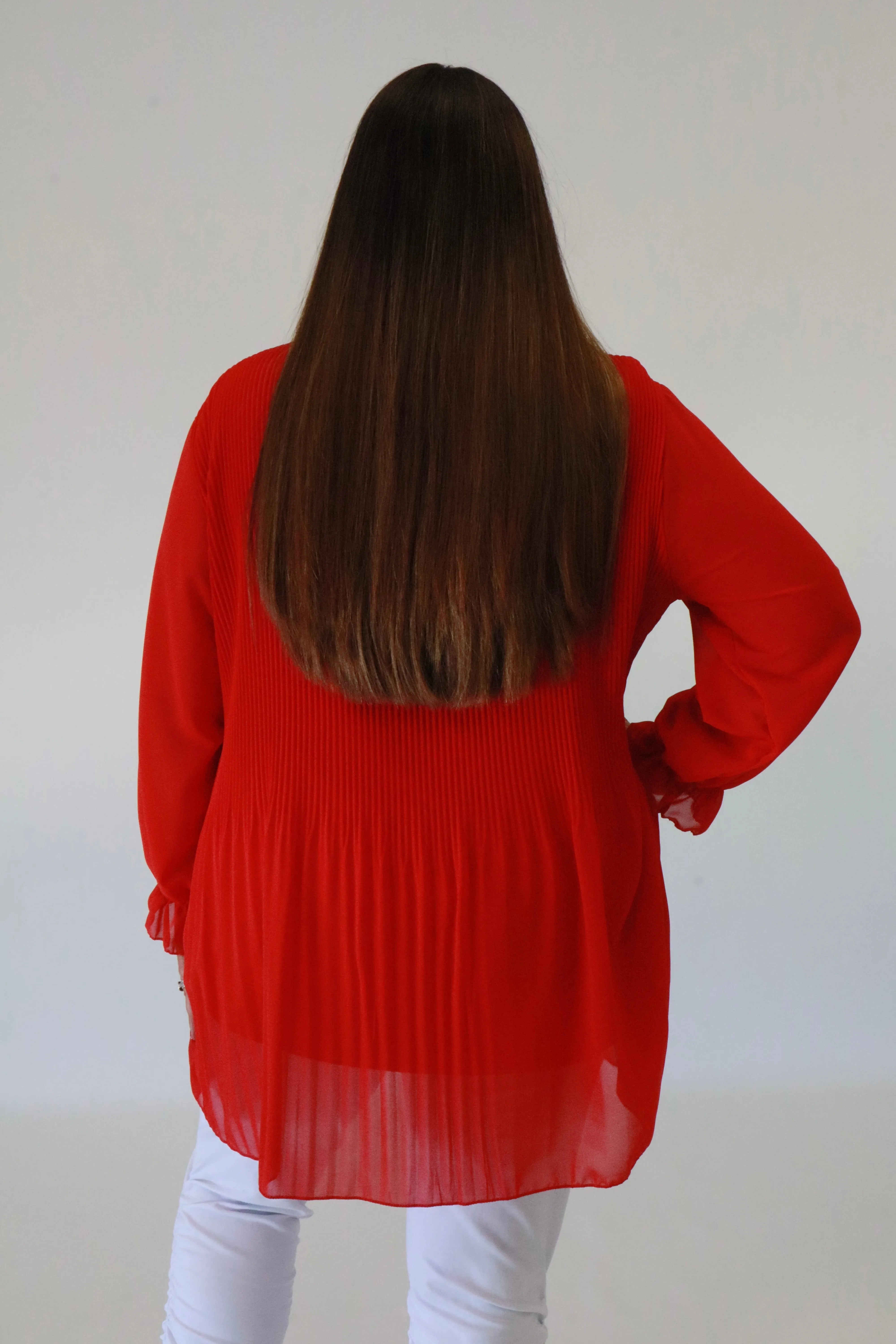 Maizie Pleated Blouse in Red