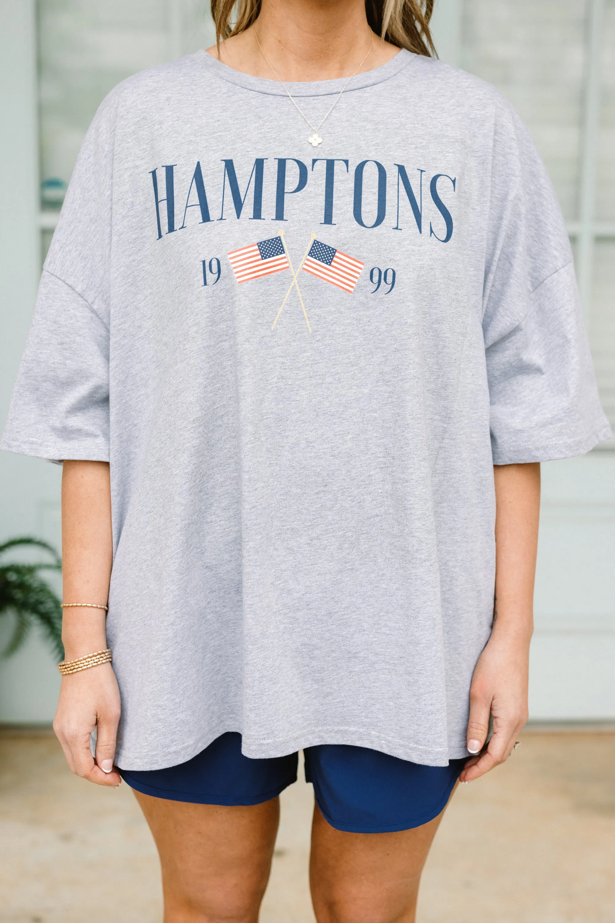 Meet Me in the Hamptons Boyfriend Tee, Heather Grey