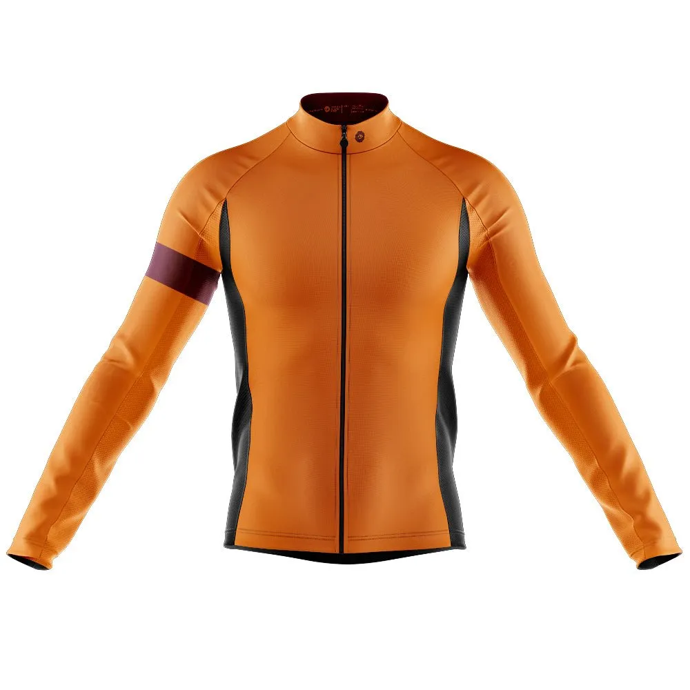 Mens Bezzie Orange Long Sleeve Cycling Jersey
