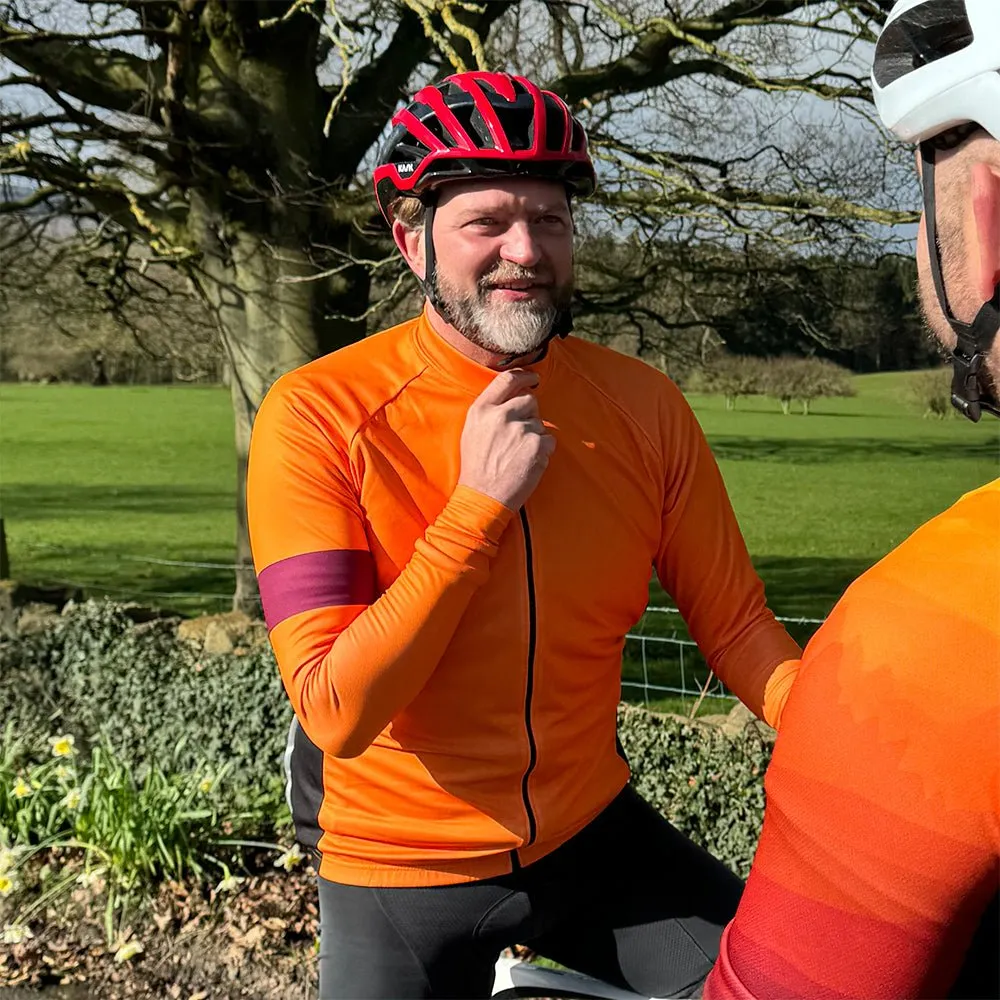 Mens Bezzie Orange Long Sleeve Cycling Jersey