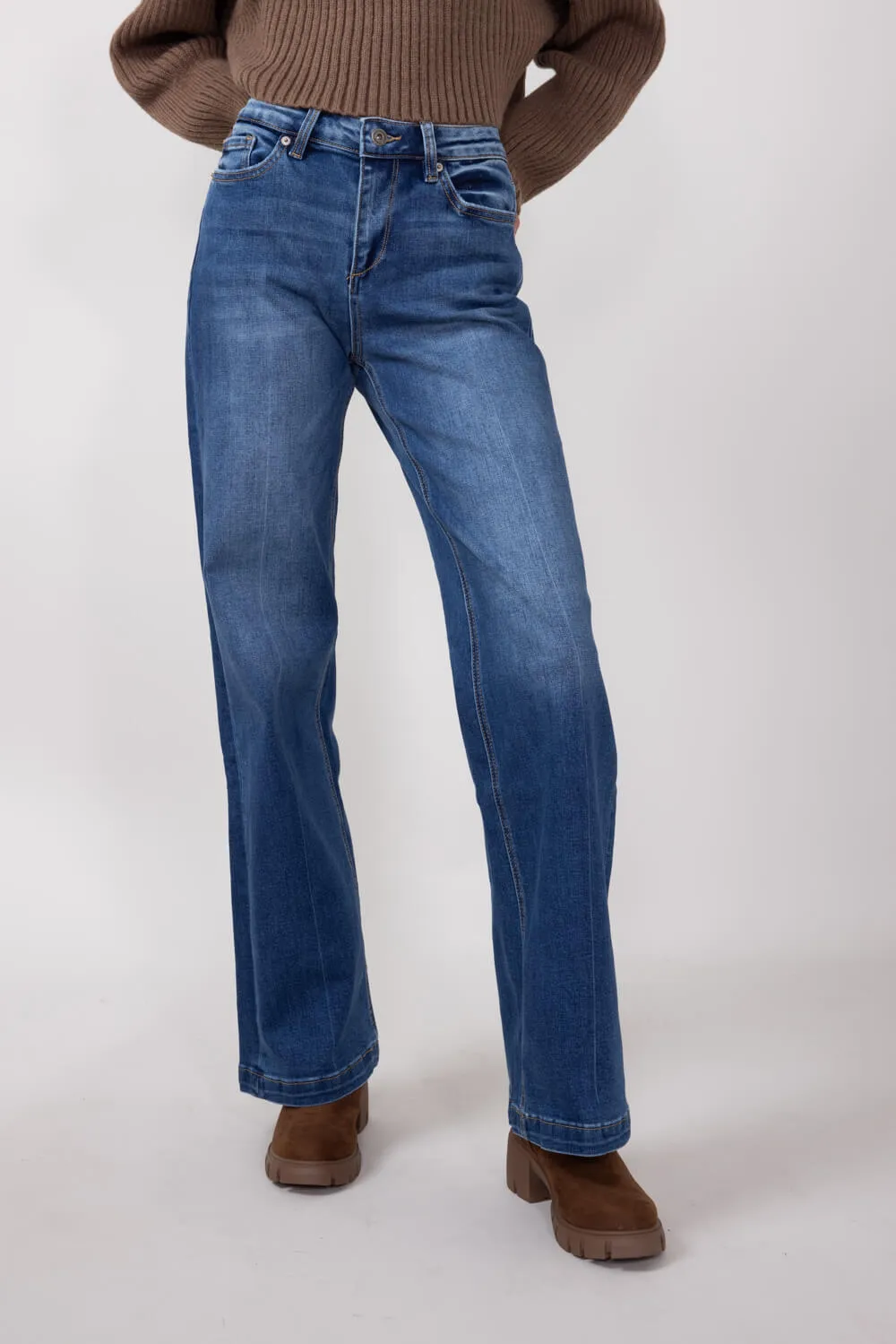 Mica High-Rise Wide Leg Jeans for Women in Dark Wash | MDP-W3202