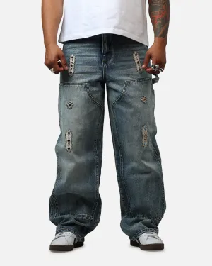 MNML V734 Double Western Jewel Denim Jeans Blue
