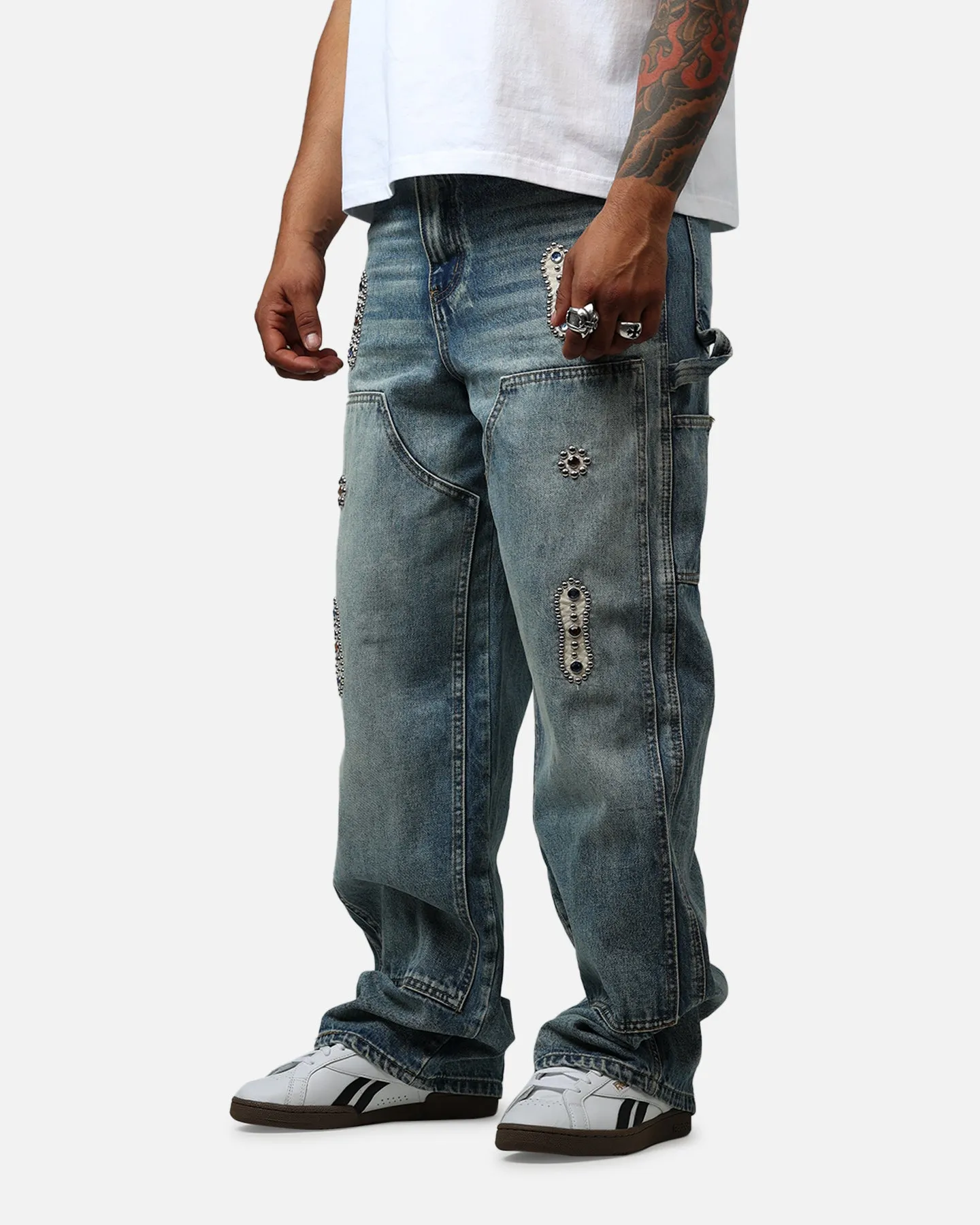 MNML V734 Double Western Jewel Denim Jeans Blue