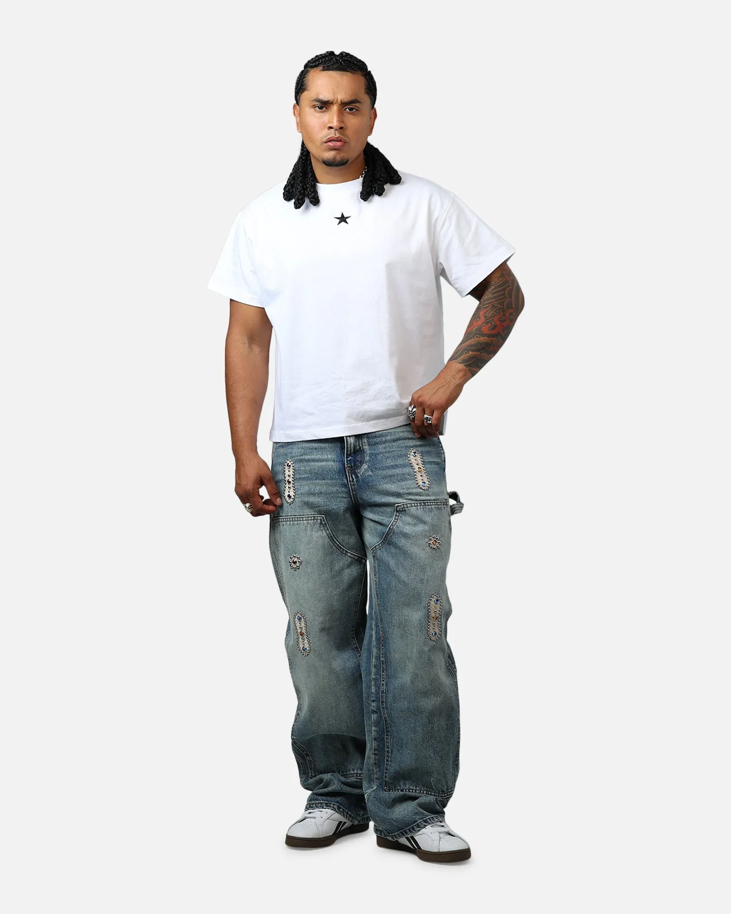 MNML V734 Double Western Jewel Denim Jeans Blue