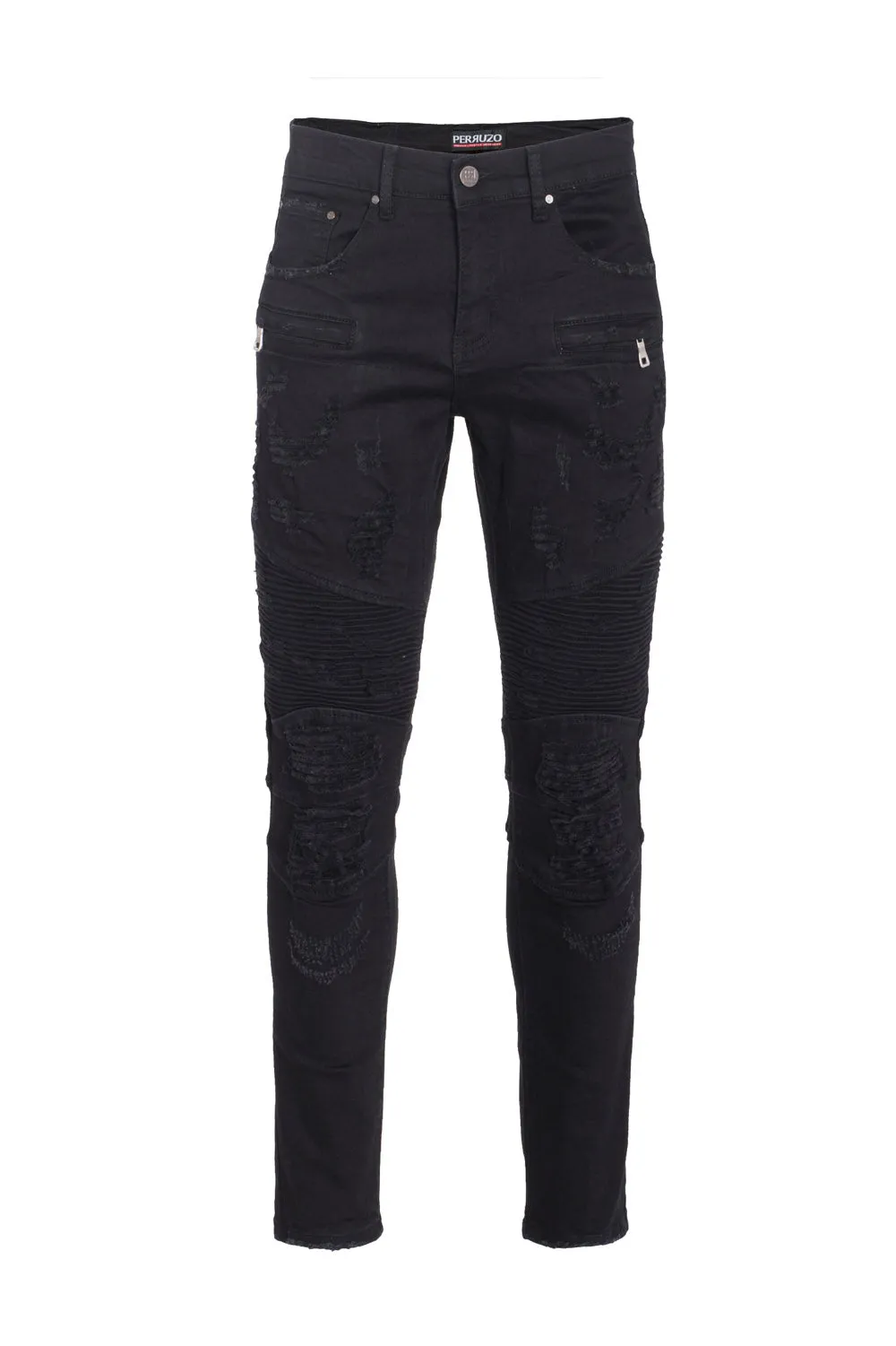 Moto Jeans in Distressed Black