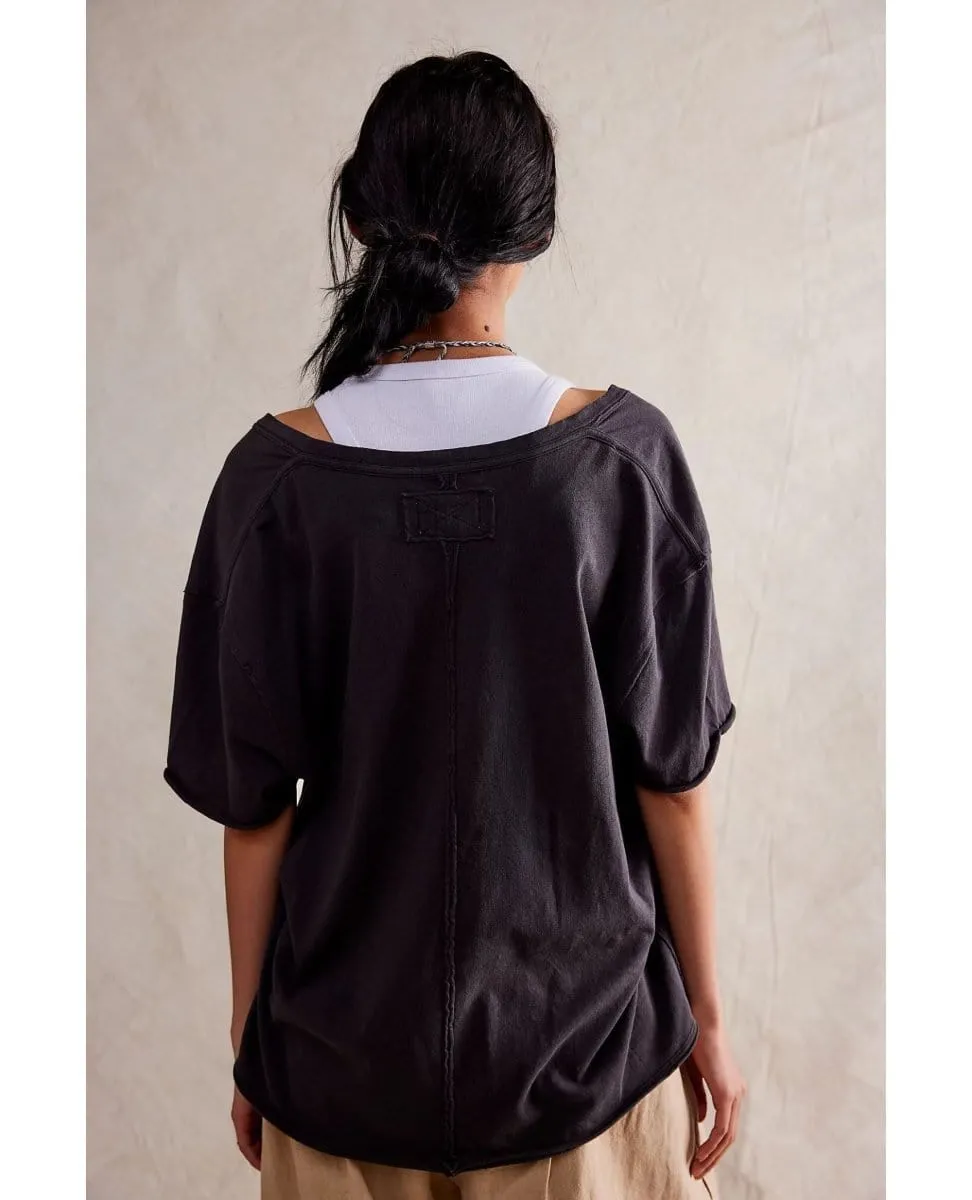 Nina Short Sleeve Vee Neck Tee Black