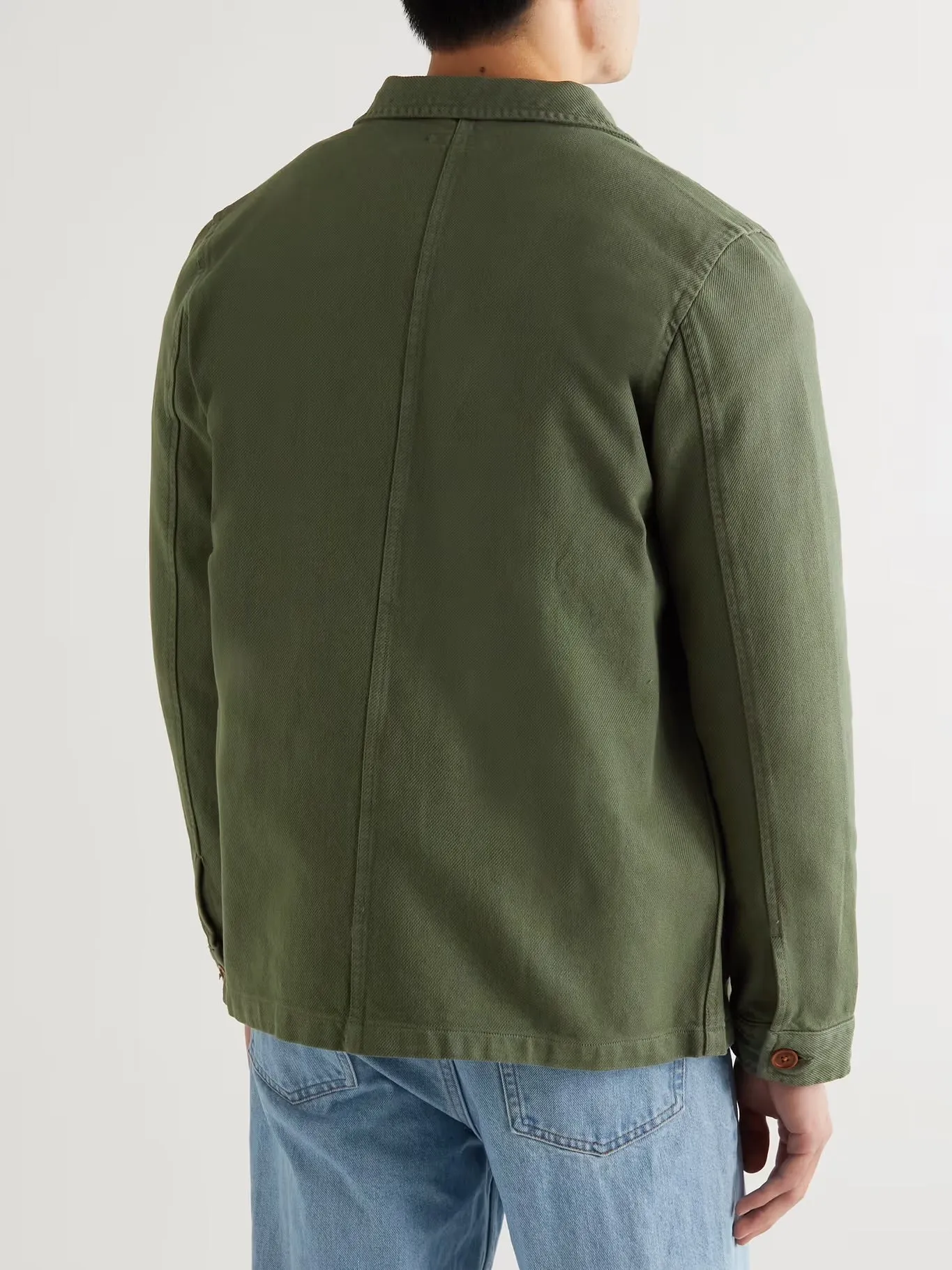 NUDIE JEANS BARNEY ORGANIC COTTON-TWILL JACKET IN GREEN