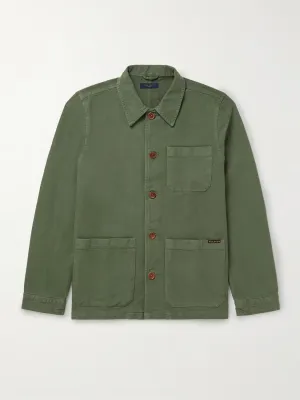 NUDIE JEANS BARNEY ORGANIC COTTON-TWILL JACKET IN GREEN