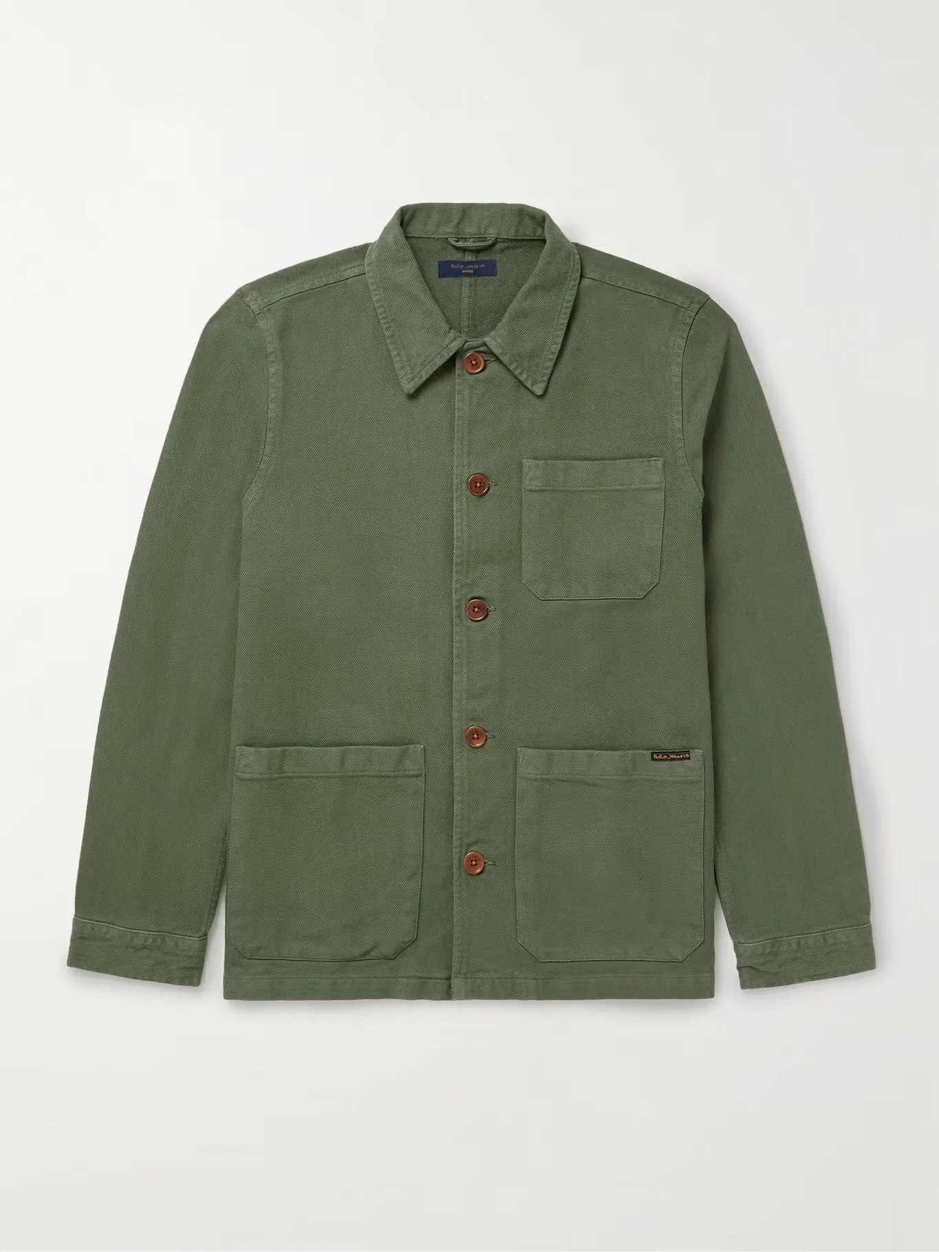 NUDIE JEANS BARNEY ORGANIC COTTON-TWILL JACKET IN GREEN