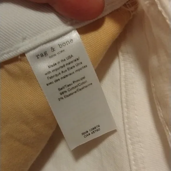 NWOT RAG AND BONE CIGARETTE JEAN IN WHITE SIZE 26