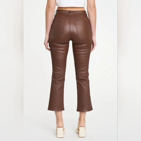NWT DAZE Denim Coated Espresso Shy Girl High Rise Kick Flare Jeans 32