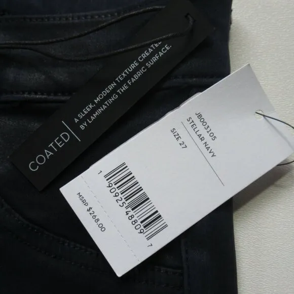 NWT J Brand Alana High Rise Crop in Stellar Navy Coated Stretch Jeans 27