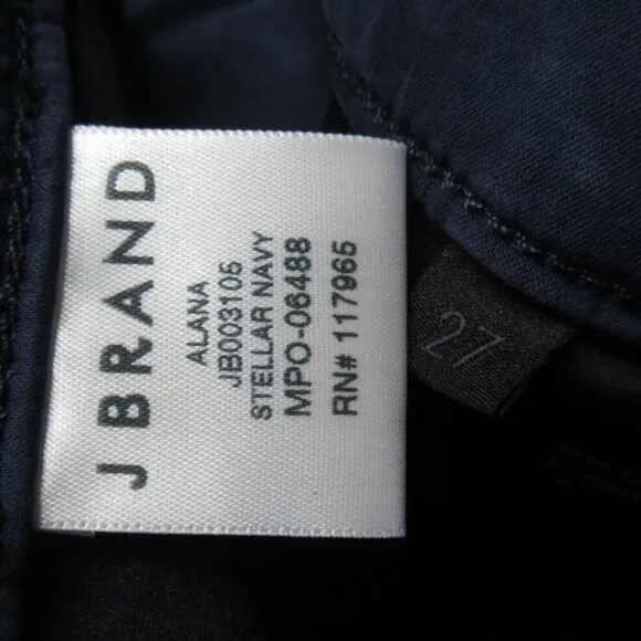 NWT J Brand Alana High Rise Crop in Stellar Navy Coated Stretch Jeans 27