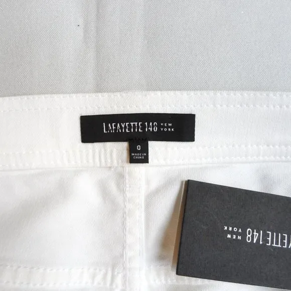 NWT$298 Lafayette 148 New York YARN-DYED DENIM WOOSTER JEAN in White 0 XS